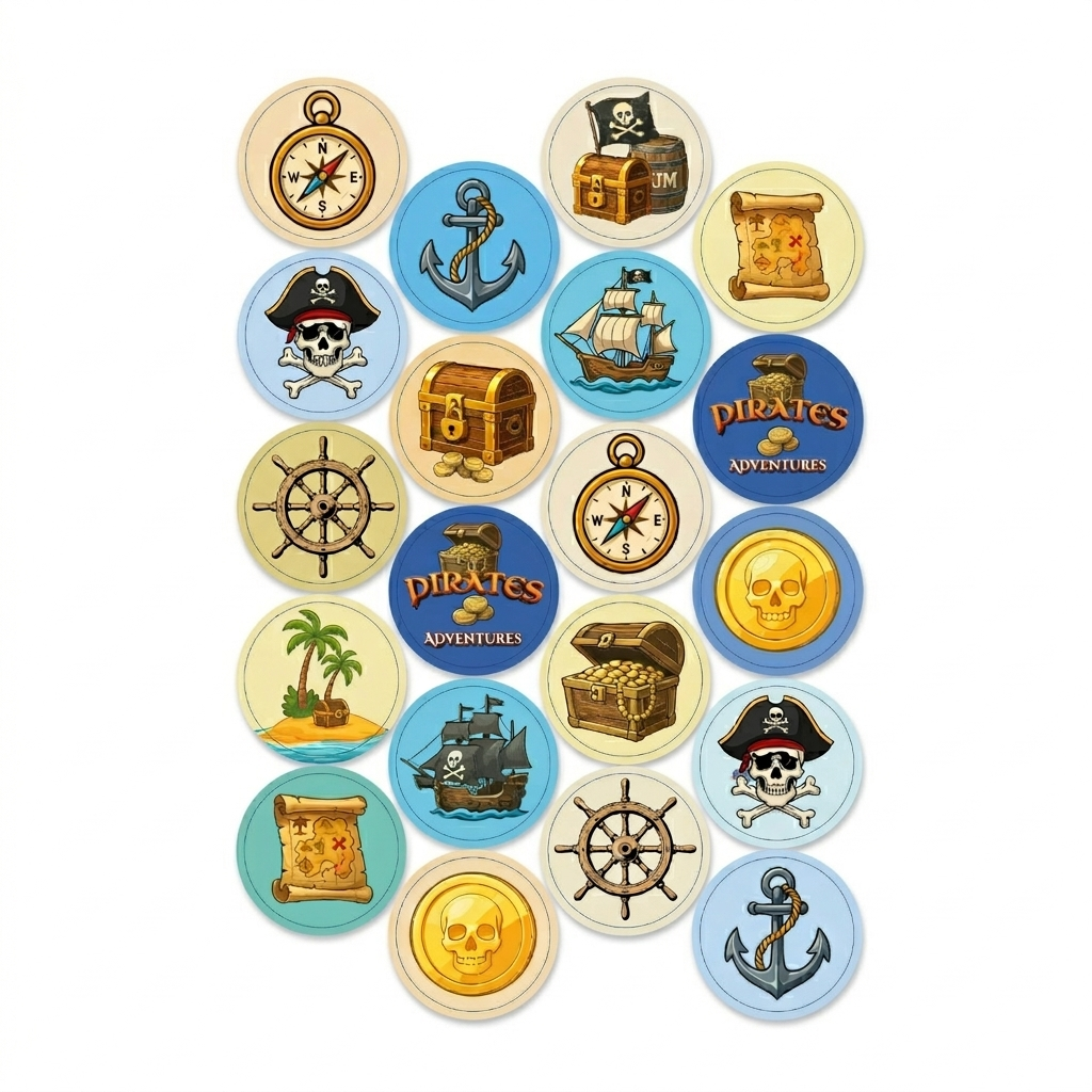 MINI DISCOS DE OBLEA DE PIRATAS REDONDOS DE 3,4CM