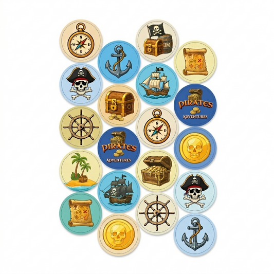 MINI DISCOS DE OBLEA DE PIRATAS REDONDOS DE 3,4CM