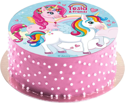 OBLEA PARA TARTAS DE UNICORNIO REDONDA DE 20CM