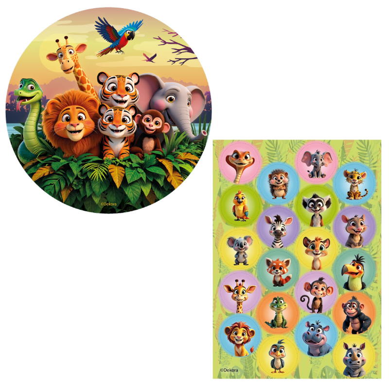 Kit Fiesta Animales de la Selva: Oblea + Mini Discos
