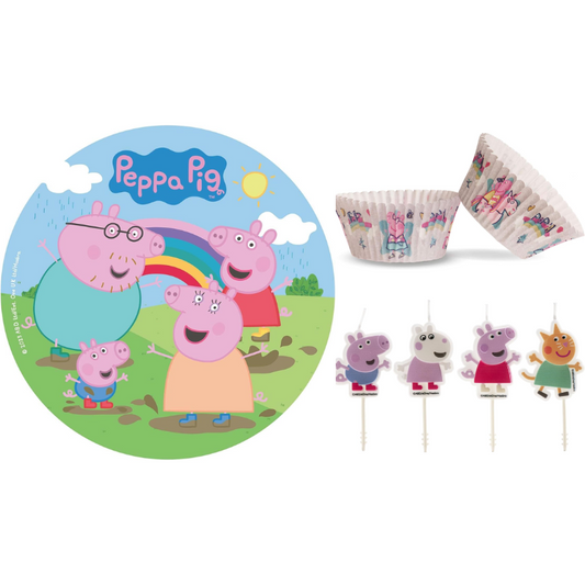 Kit Fiesta Peppa Pig: Oblea + Velas + Cápsulas