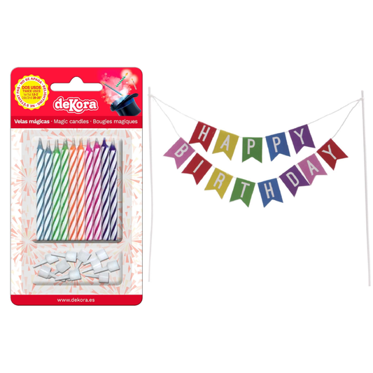 Kit Fiesta Cumpleaños: Topper + Vela
