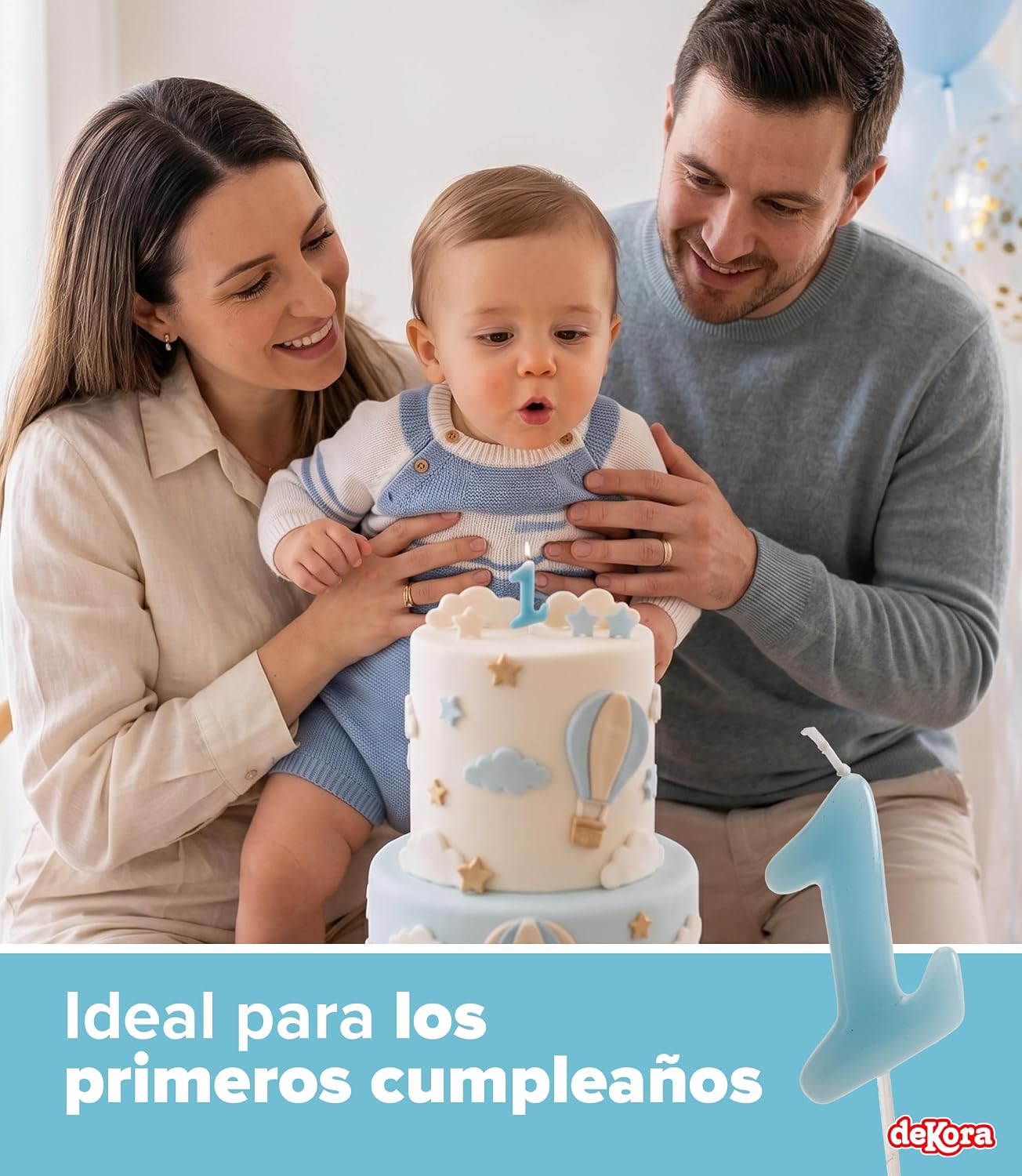 Kit Velas Tarta Bebe Azul | Número 1, 2 y 3