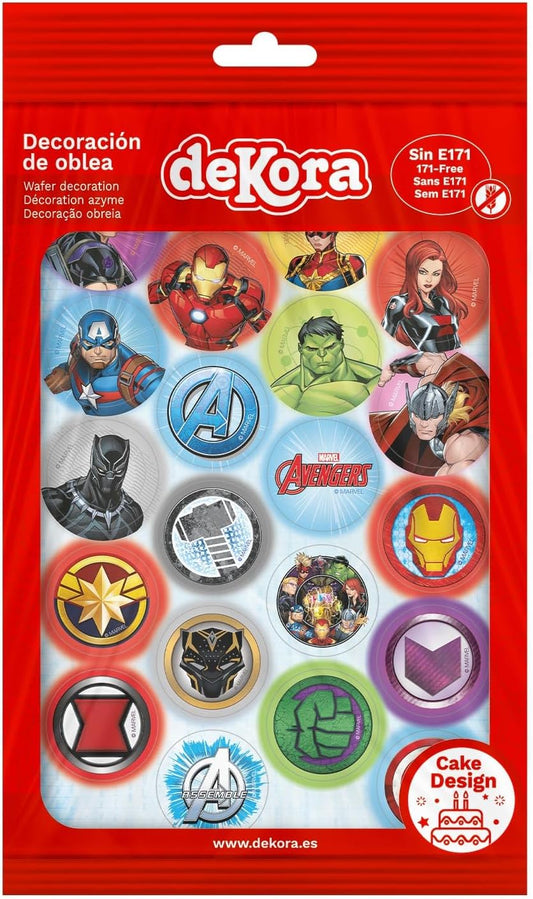MINI DISCOS DE OBLEA DE LOS VENGADORES REDONDOS DE 3,4CM