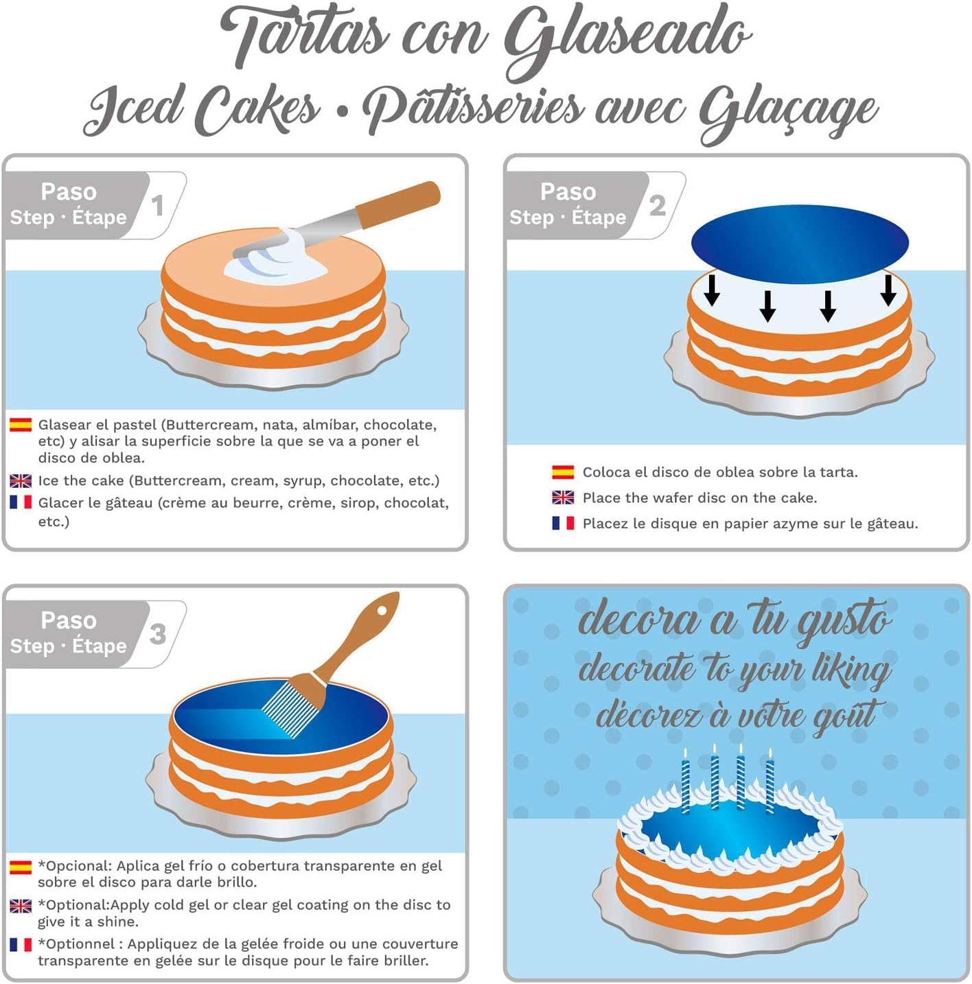 OBLEA PARA TARTAS DE FELIZ CUMPLEAÑOS REDONDA DE 20CM