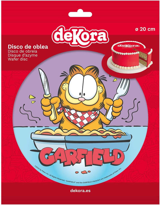 OBLEA PARA TARTAS DE GARFIELD REDONDA DE 20CM
