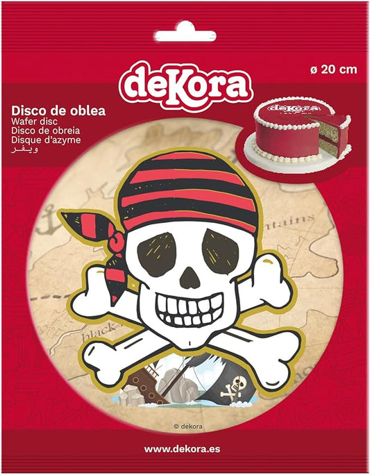 OBLEA PARA TARTAS DE PIRATAS REDONDA DE 20 CM