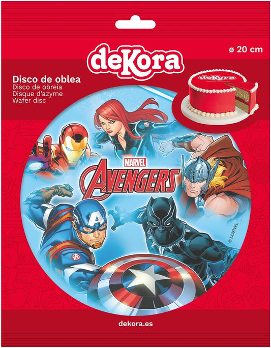 OBLEA PARA TARTAS DE LOS VENGADORES REDONDA DE 20CM