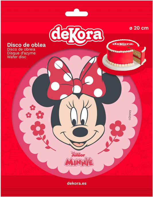 OBLEA PARA TARTAS DE MINNIE REDONDA DE 20CM