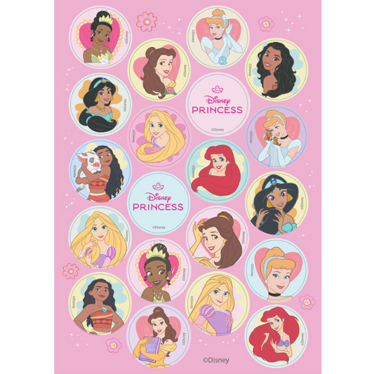 MINI DISCOS DE OBLEA DE PRINCESAS DISNEY REDONDOS DE 3,4CM