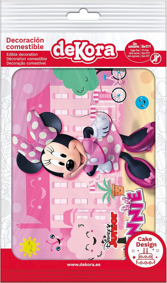 OBLEA PARA TARTAS DE MINNIE RECTANGULAR DE 15X21CM