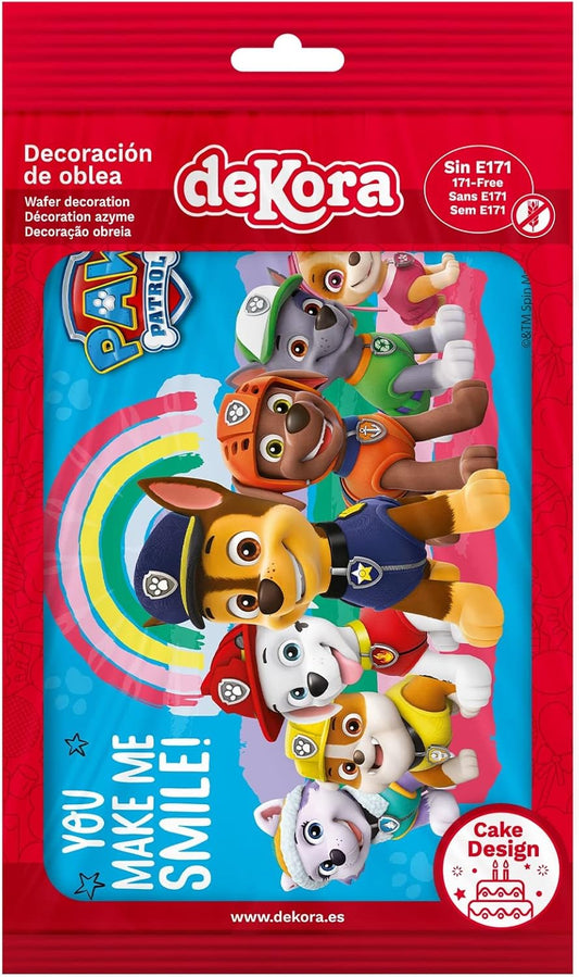 OBLEA PARA TARTAS DE PATRULLA CANINA RECTANGULAR DE 15X21CM