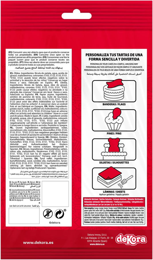 OBLEA PARA TARTAS DE SONIC RECTANGULAR 15X21CM