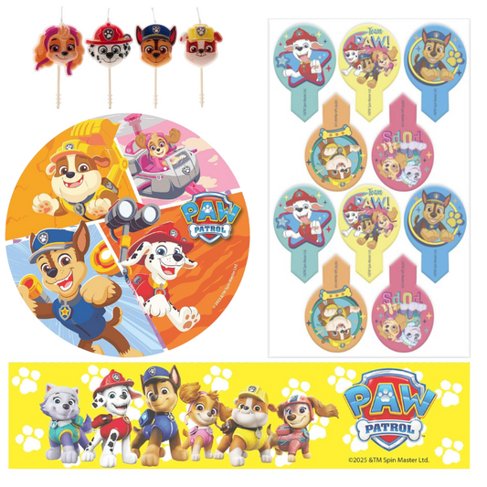 Kit Fiesta Patrulla Canina: Oblea + Velas + Dekorapin + Ribbon