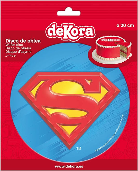 OBLEA PARA TARTAS DE SUPERMAN REDONDA DE 20CM