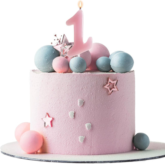 Kit Fiesta Bebe Rosa: Velas Bebé + Vela 1 año