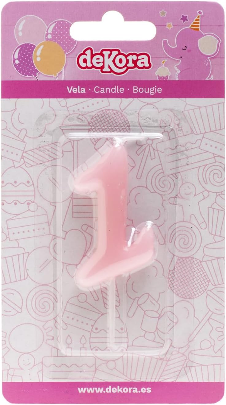 Kit Fiesta Bebe Rosa: Velas Bebé + Vela 1 año
